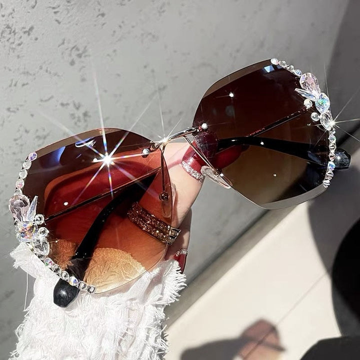 Stilige Dame Solbriller Uten Ramme med Rhinestones
