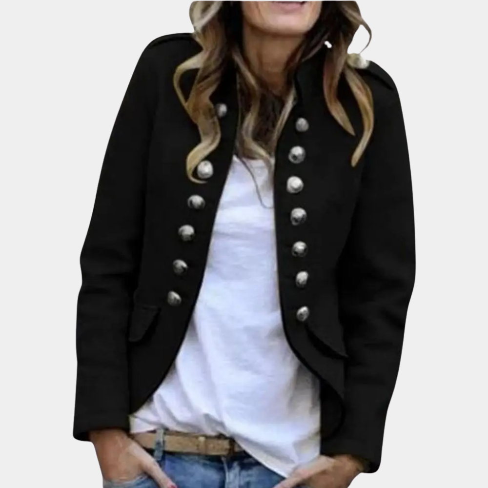 Elegant Dameblazer med Stand-Up Krage for Et Sofistikert Utseende