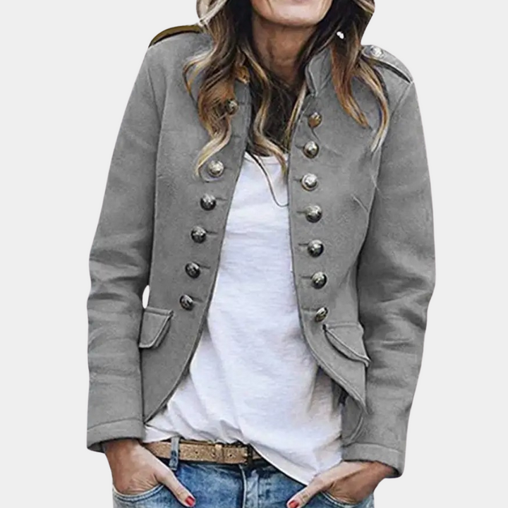 Elegant Dameblazer med Stand-Up Krage for Et Sofistikert Utseende