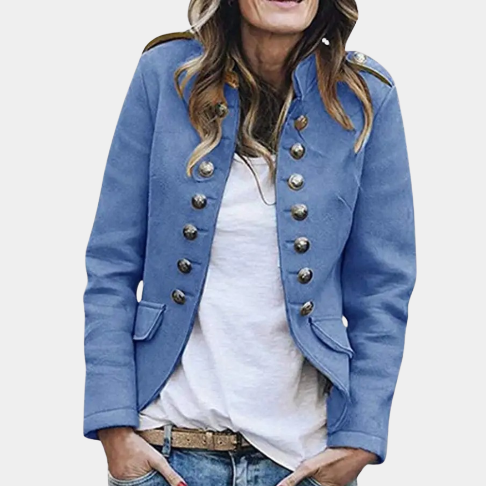 Elegant Dameblazer med Stand-Up Krage for Et Sofistikert Utseende