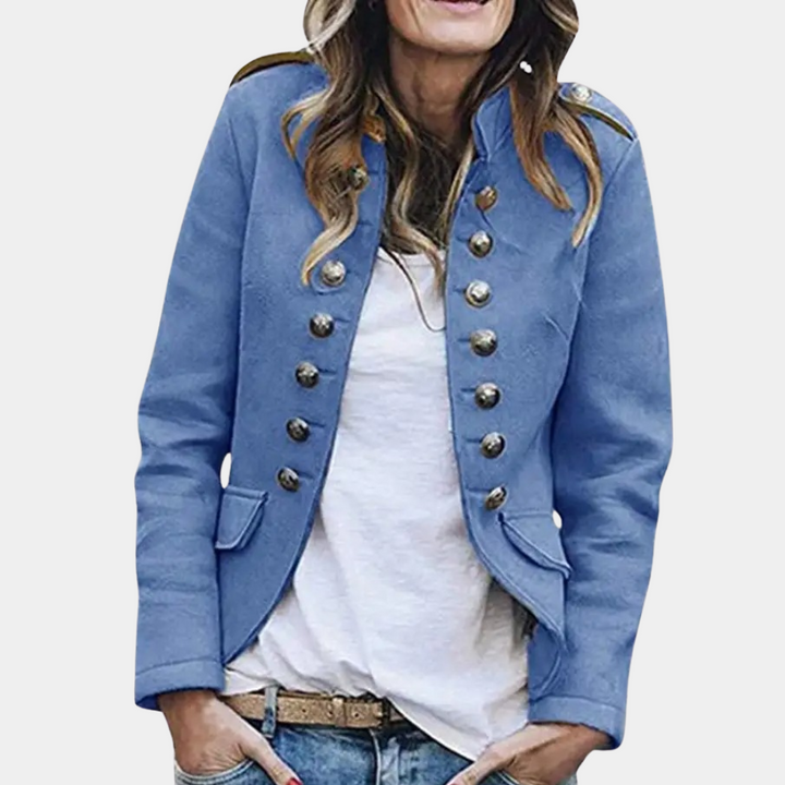Elegant Dameblazer med Stand-Up Krage for Et Sofistikert Utseende