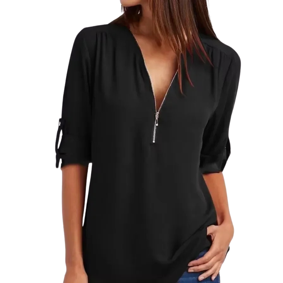 Bluse med Dyp V-hals for Kvinner