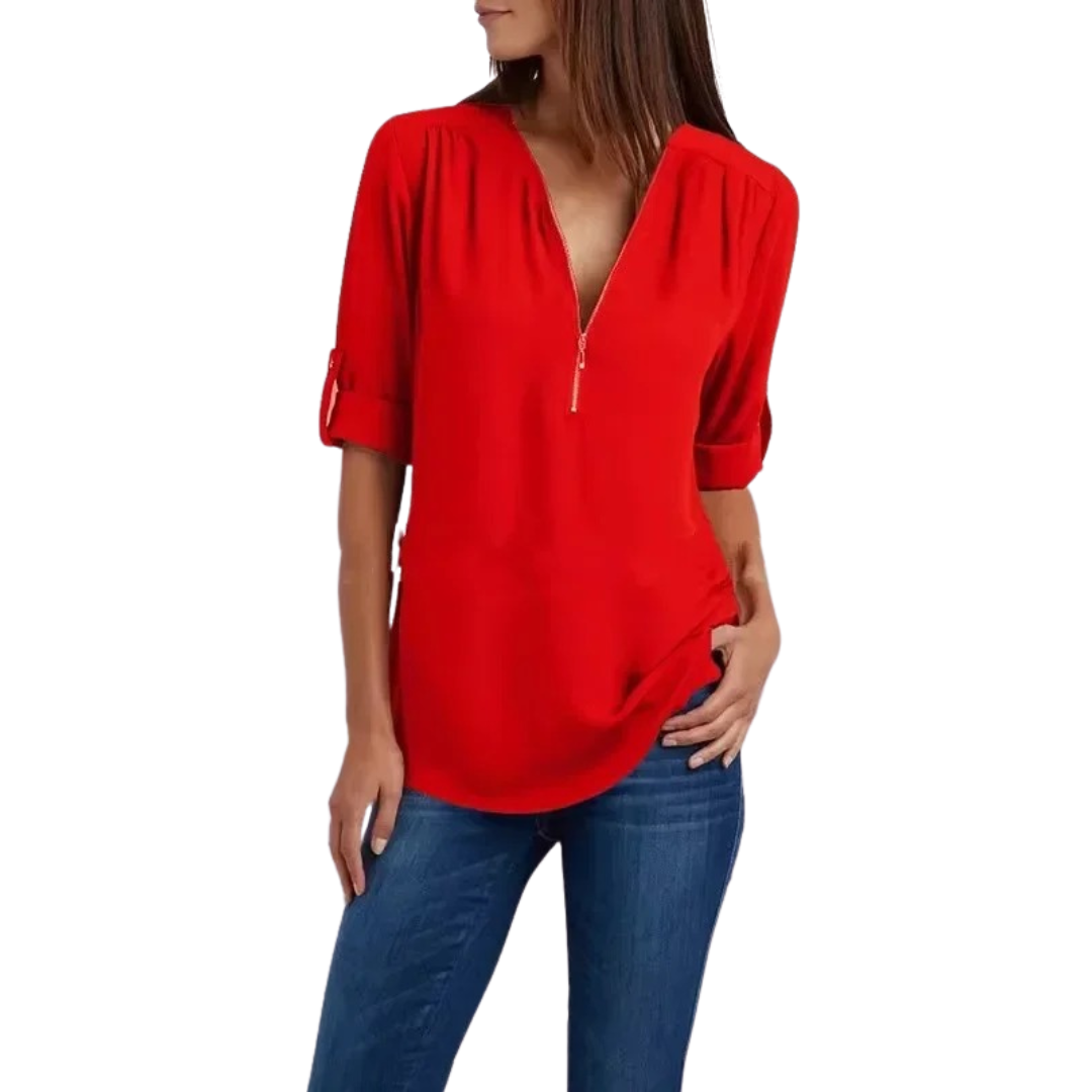 Bluse med Dyp V-hals for Kvinner