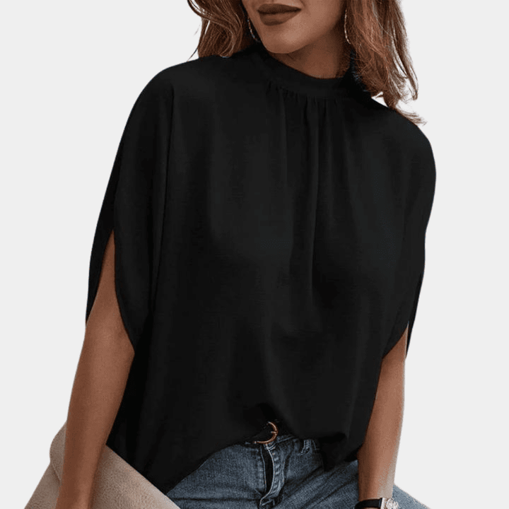 Damebluse med Halvlange Ermer og Elegante Splittdetaljer