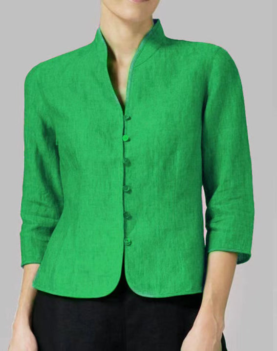 Damebluse med Ståkrage – Elegant og Allsidig i Flere Farger