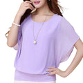 Elegant Damebluse med Volanger og Flaggermusermer