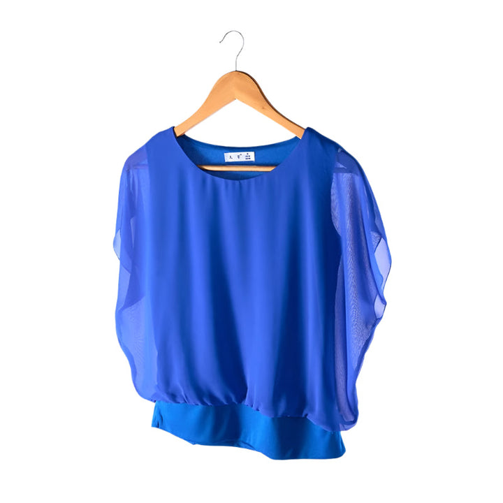 Elegant Damebluse med Volanger og Flaggermusermer