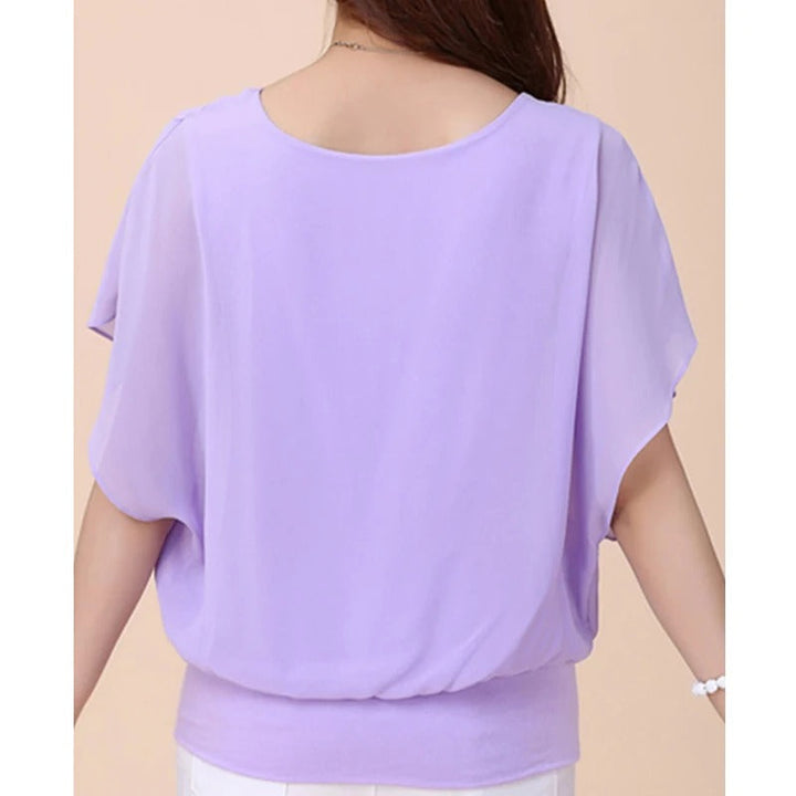 Elegant Damebluse med Volanger og Flaggermusermer