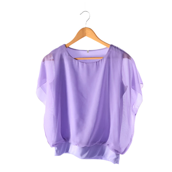 Elegant Damebluse med Volanger og Flaggermusermer