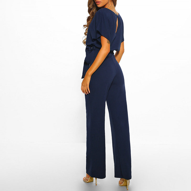 Dame Jumpsuit med Snøring i Midjen – Elegant og Komfortabel