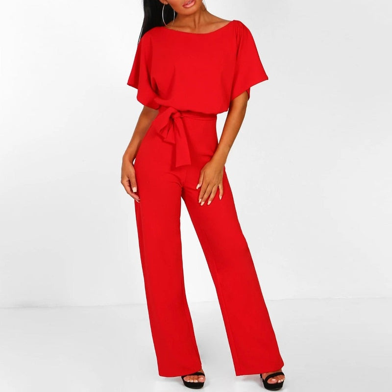 Dame Jumpsuit med Snøring i Midjen – Elegant og Komfortabel