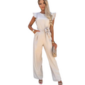 Dame Jumpsuit med Volanger og Vide Ben for Elegant Stil