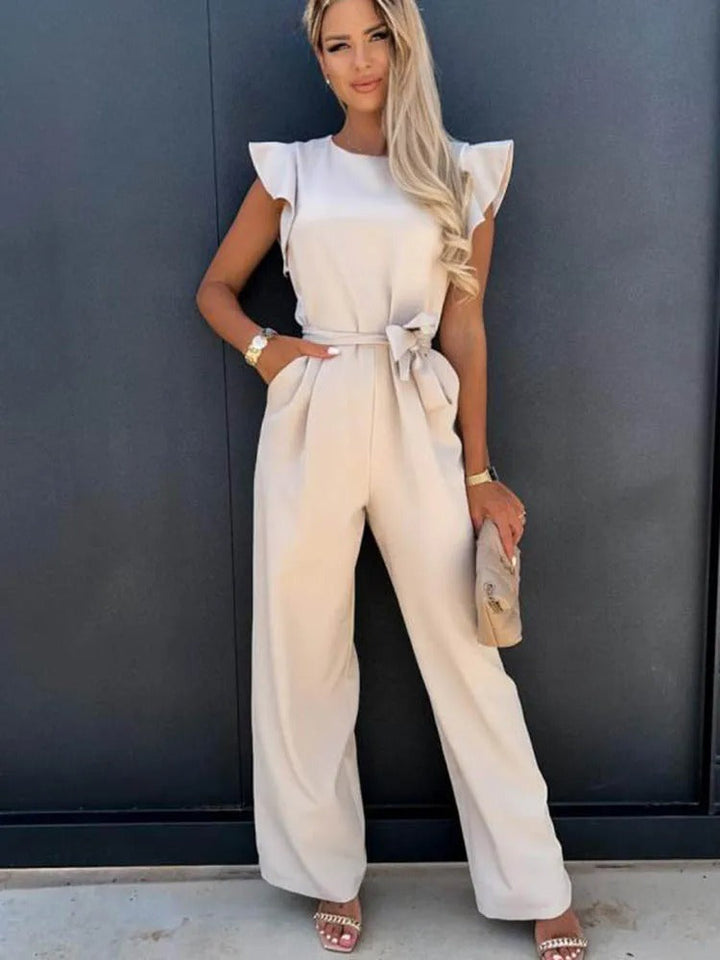 Dame Jumpsuit med Volanger og Vide Ben for Elegant Stil