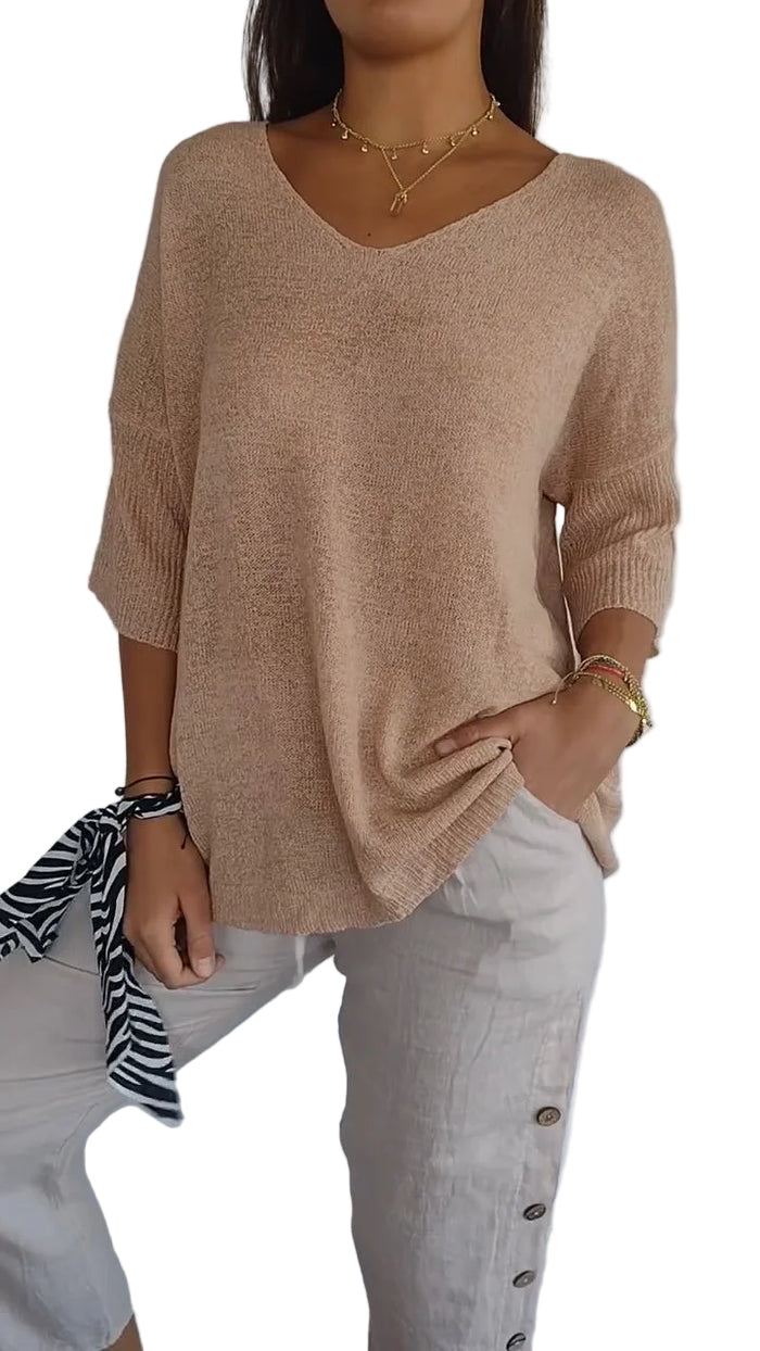 Dame V-hals Topp – Elegant Stil og Komfortabel Passform
