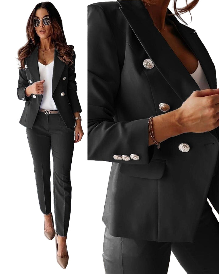 Elegant Kvinne Dobbelkneppet Dress Suit – Skreddersydd Passform
