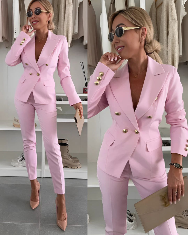 Elegant Kvinne Dobbelkneppet Dress Suit – Skreddersydd Passform