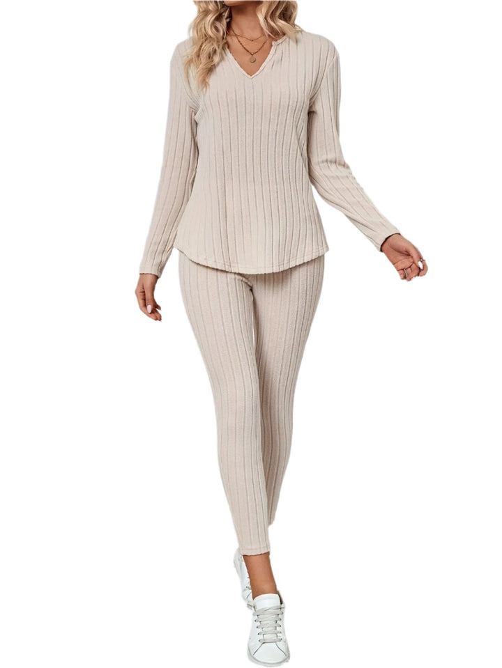 Elegant Ensfarget Jumpsuit med V-hals for Kvinner