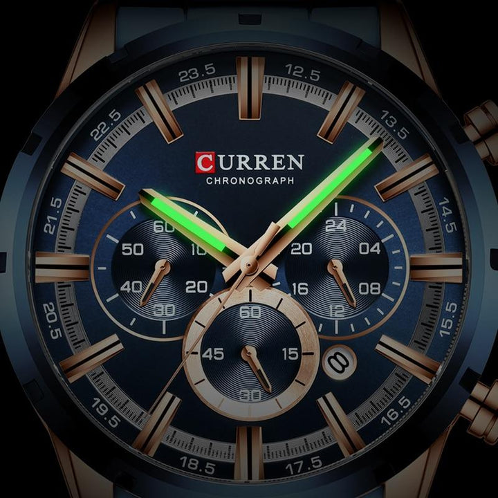 Elegant Herre Kronograf Klokke med Rem