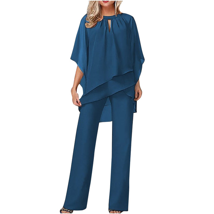 Elegant Kvinne Ensemble med Asymmetrisk Topp &amp; Bred Bukse
