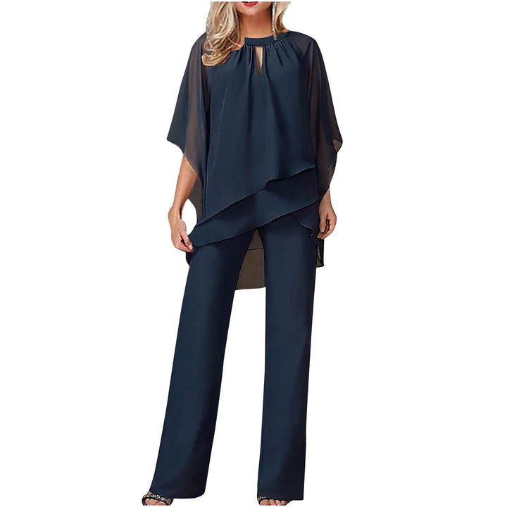 Elegant Kvinne Ensemble med Asymmetrisk Topp &amp; Bred Bukse