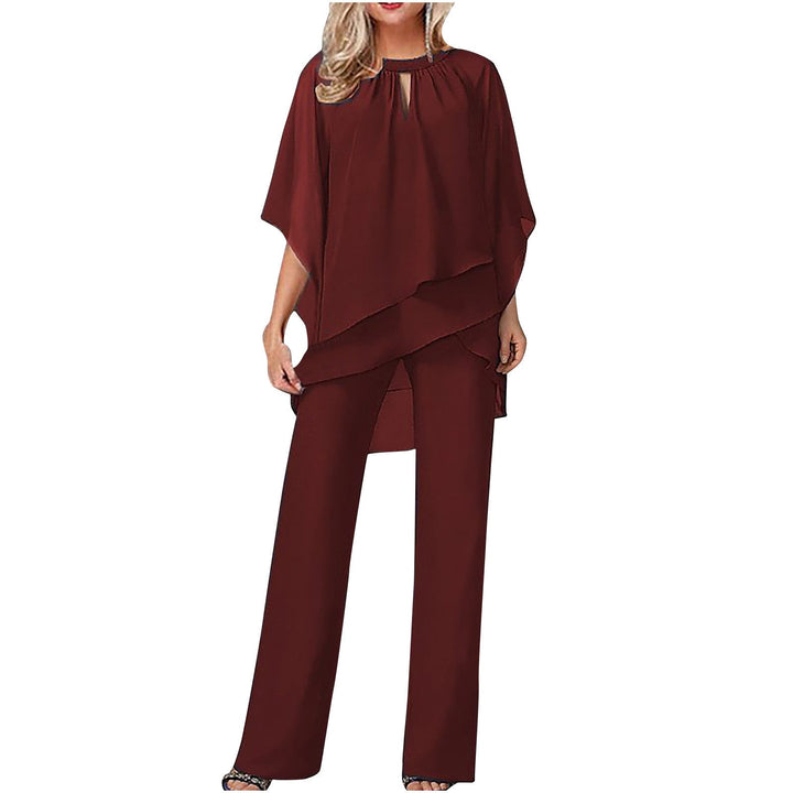 Elegant Kvinne Ensemble med Asymmetrisk Topp &amp; Bred Bukse
