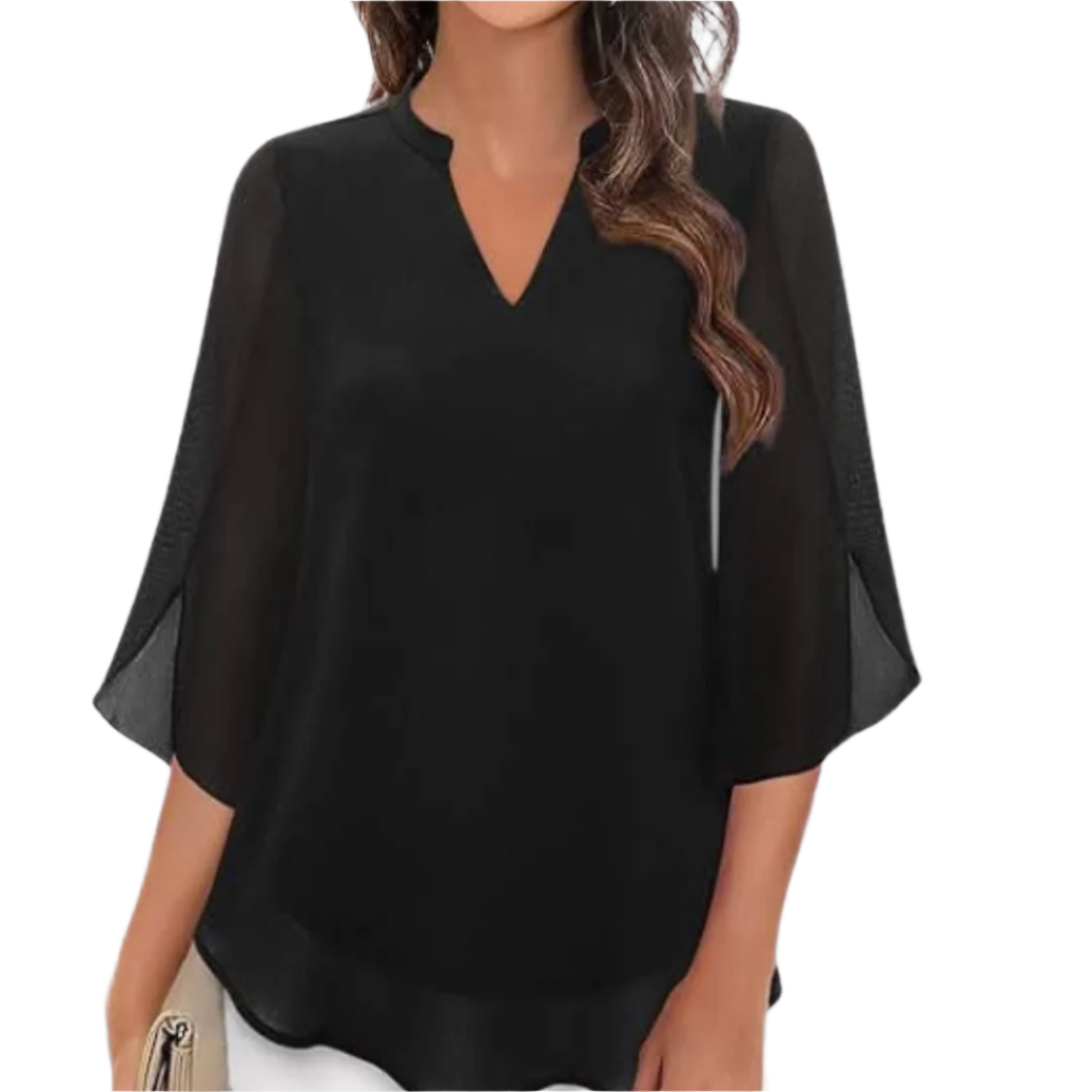Kvinners Elegant Lagdelt V-Hals Bluse for Hver Anledning