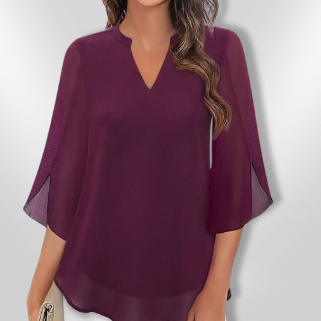 Kvinners Elegant Lagdelt V-Hals Bluse for Hver Anledning