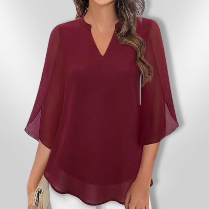 Kvinners Elegant Lagdelt V-Hals Bluse for Hver Anledning
