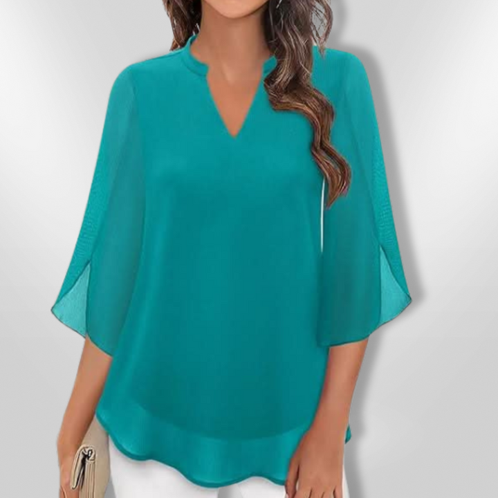Kvinners Elegant Lagdelt V-Hals Bluse for Hver Anledning