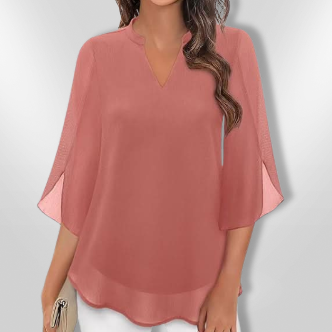 Kvinners Elegant Lagdelt V-Hals Bluse for Hver Anledning