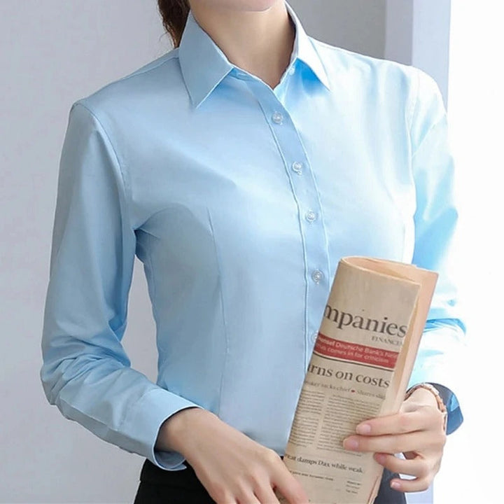 Kvinner Langermet Kontorbluse – Elegant &amp; Komfortabel