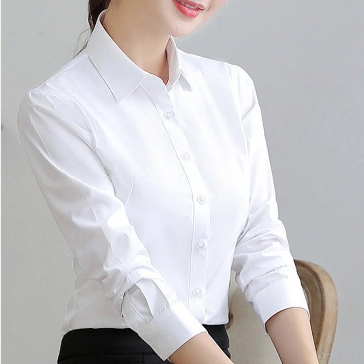 Kvinner Langermet Kontorbluse – Elegant &amp; Komfortabel