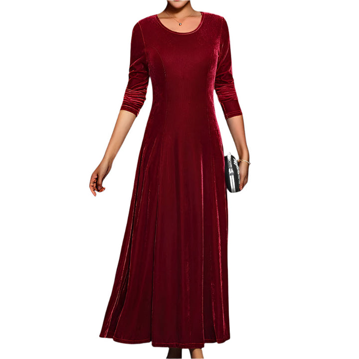 Elegant Midi Kjole for Kvinner med Lange Ermer