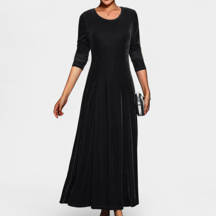 Elegant Midi Kjole for Kvinner med Lange Ermer