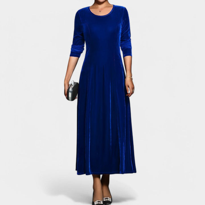 Elegant Midi Kjole for Kvinner med Lange Ermer
