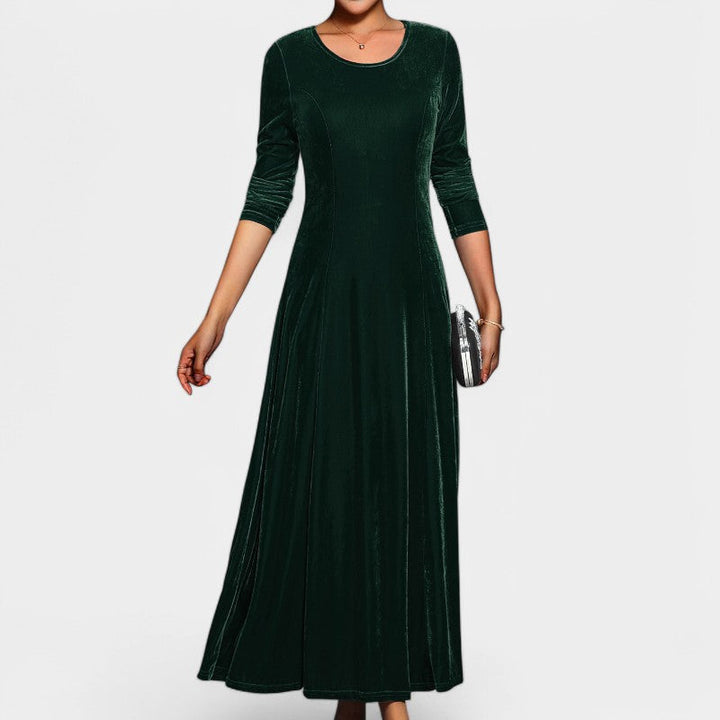 Elegant Midi Kjole for Kvinner med Lange Ermer