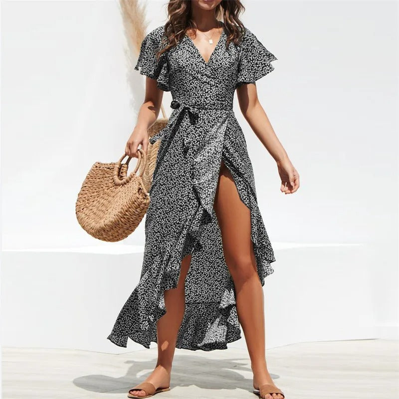 Boho Blomster Maxikjole for Kvinner – Elegant &amp; Luftig Sommerkjole
