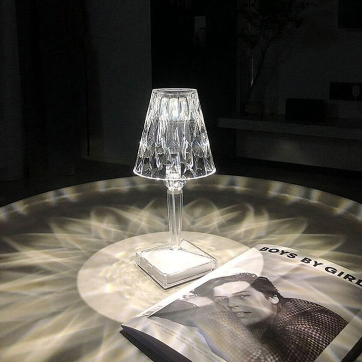 Elegant Nattbordslampe i Krystall med Dimbar Berøringskontroll