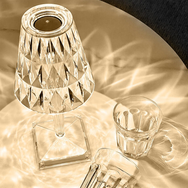 Elegant Nattbordslampe i Krystall med Dimbar Berøringskontroll