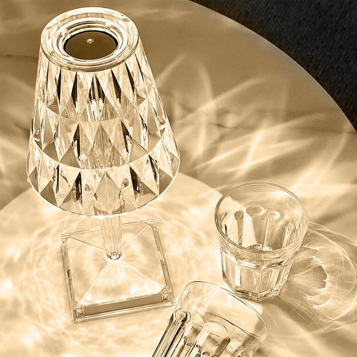 Elegant Nattbordslampe i Krystall med Dimbar Berøringskontroll