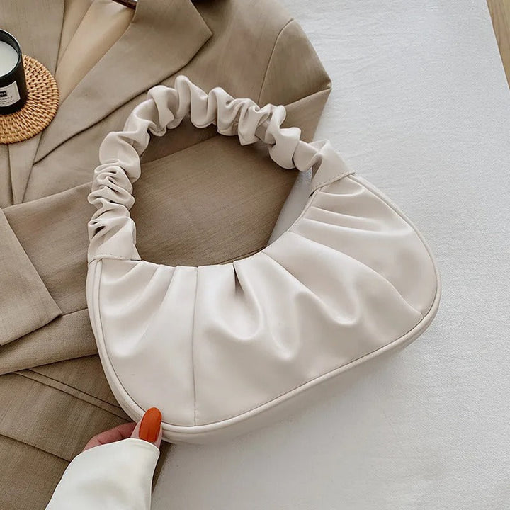 Elegant Plissert Skulderveske for Kvinner