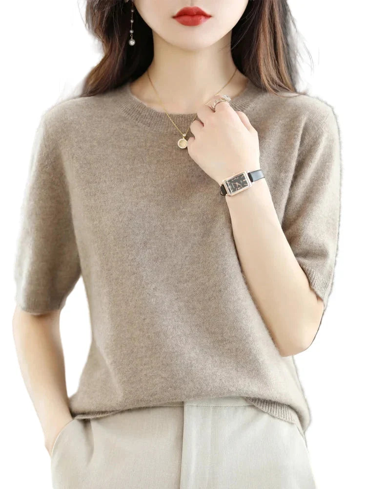 Dame Strikket O-Hals Genser – Elegant &amp; Komfortabel Stil