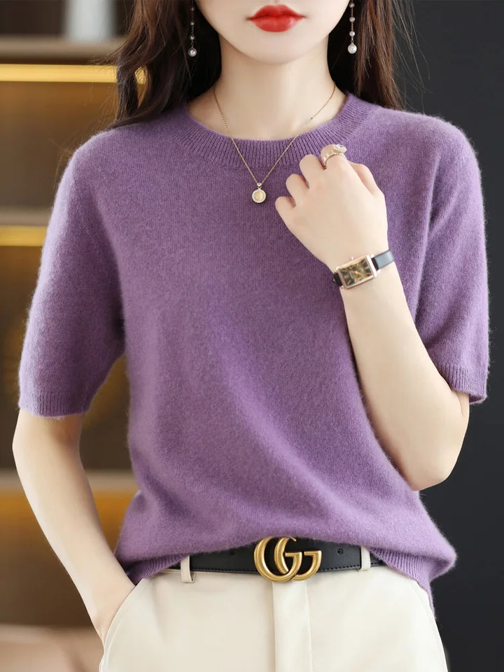Dame Strikket O-Hals Genser – Elegant &amp; Komfortabel Stil
