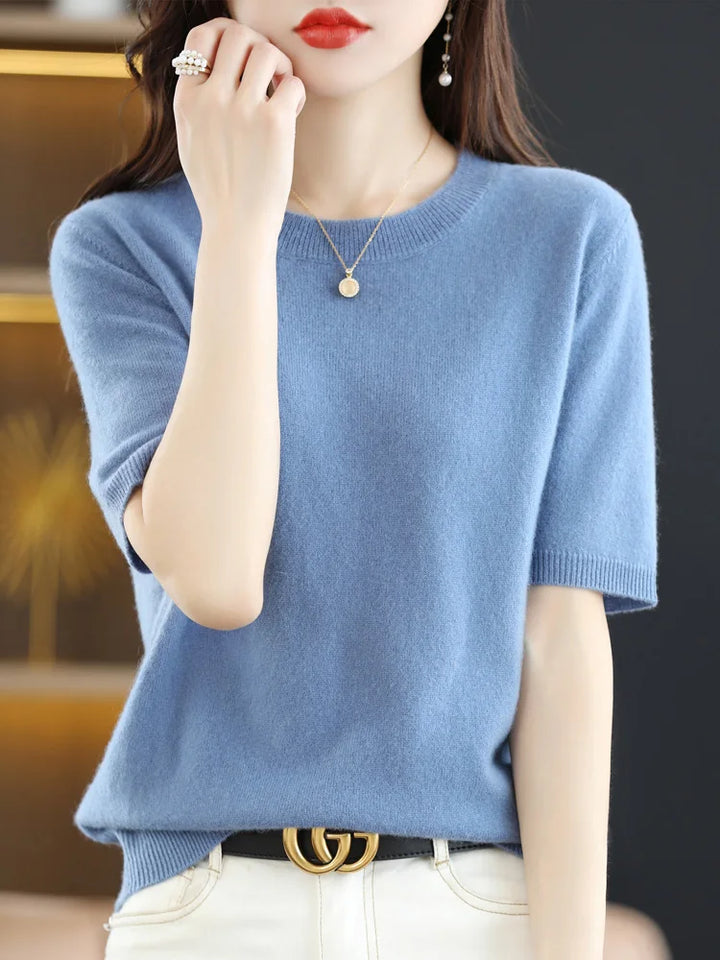 Dame Strikket O-Hals Genser – Elegant &amp; Komfortabel Stil