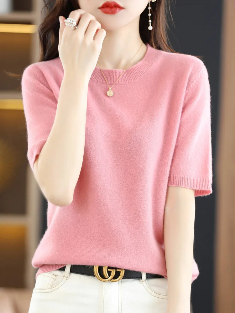 Dame Strikket O-Hals Genser – Elegant &amp; Komfortabel Stil