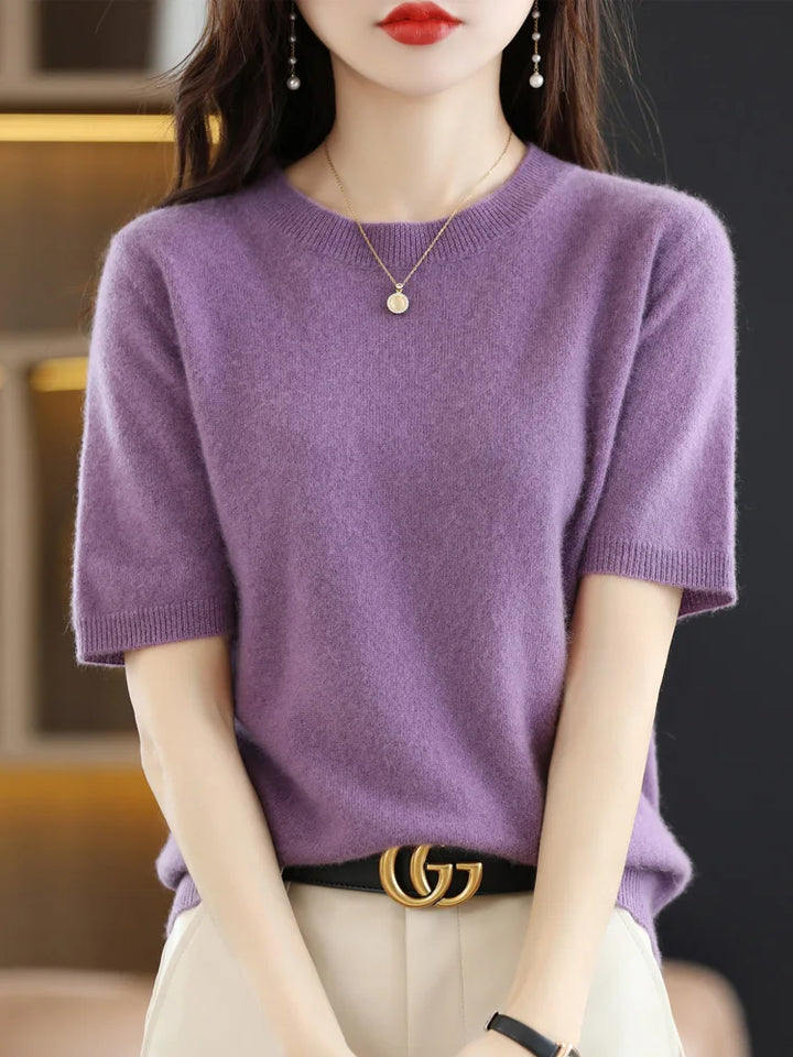 Dame Strikket O-Hals Genser – Elegant &amp; Komfortabel Stil