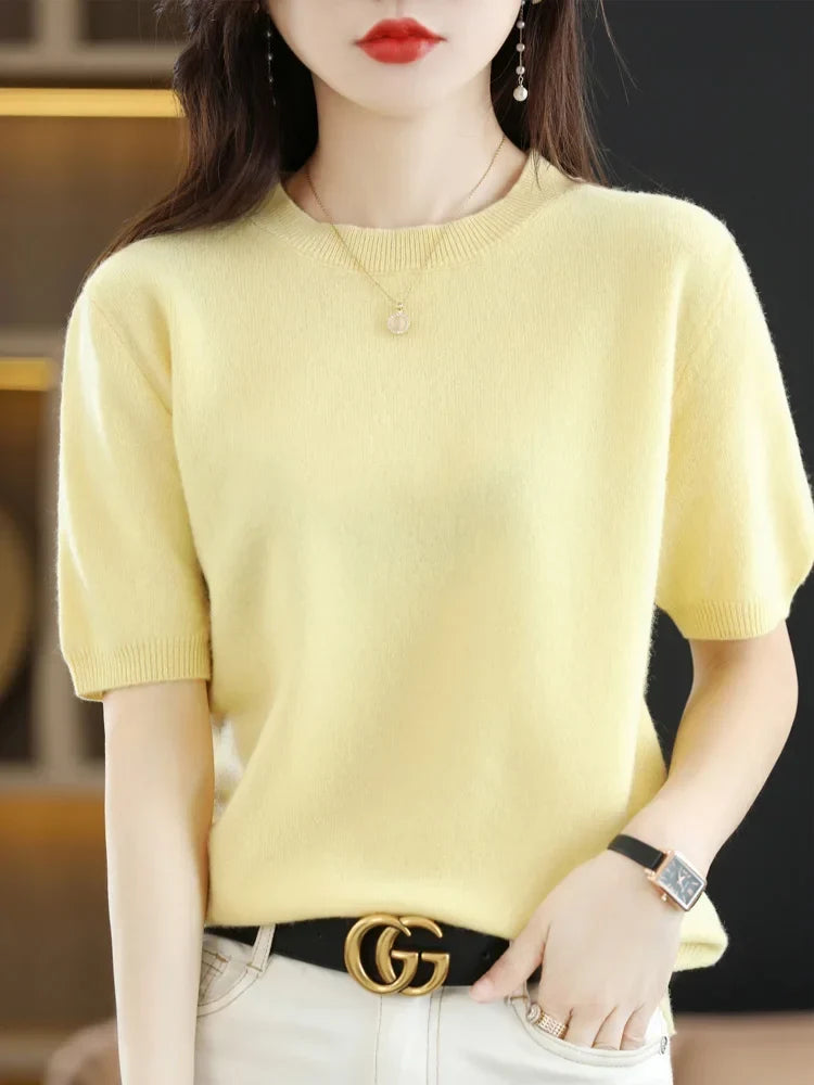 Dame Strikket O-Hals Genser – Elegant &amp; Komfortabel Stil