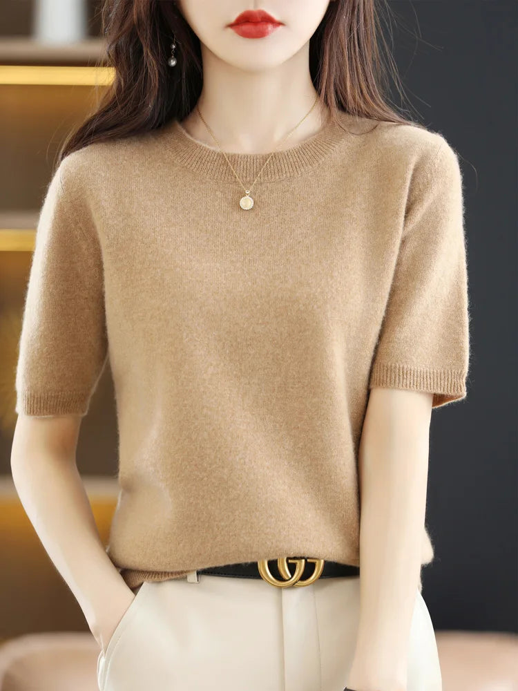 Dame Strikket O-Hals Genser – Elegant &amp; Komfortabel Stil