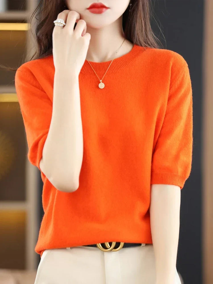 Dame Strikket O-Hals Genser – Elegant &amp; Komfortabel Stil