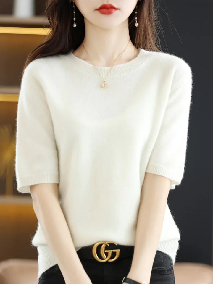 Dame Strikket O-Hals Genser – Elegant &amp; Komfortabel Stil